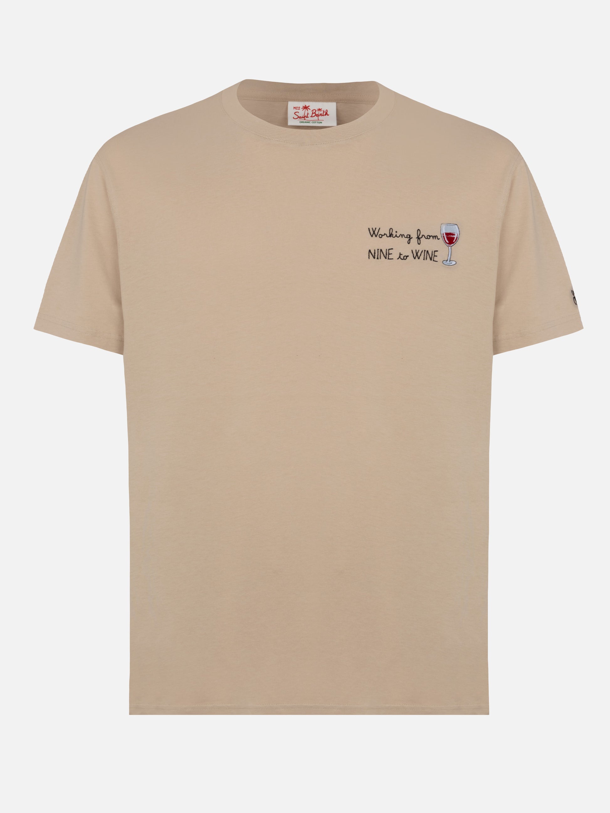 Classic fit cotton jersey t-shirt Portofino with Nine to Wine embroidery - MC2 Saint Barth