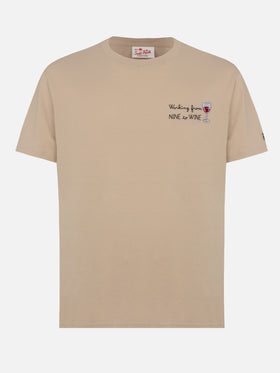 Classic fit cotton jersey t-shirt Portofino with Nine to Wine embroidery - MC2 Saint Barth