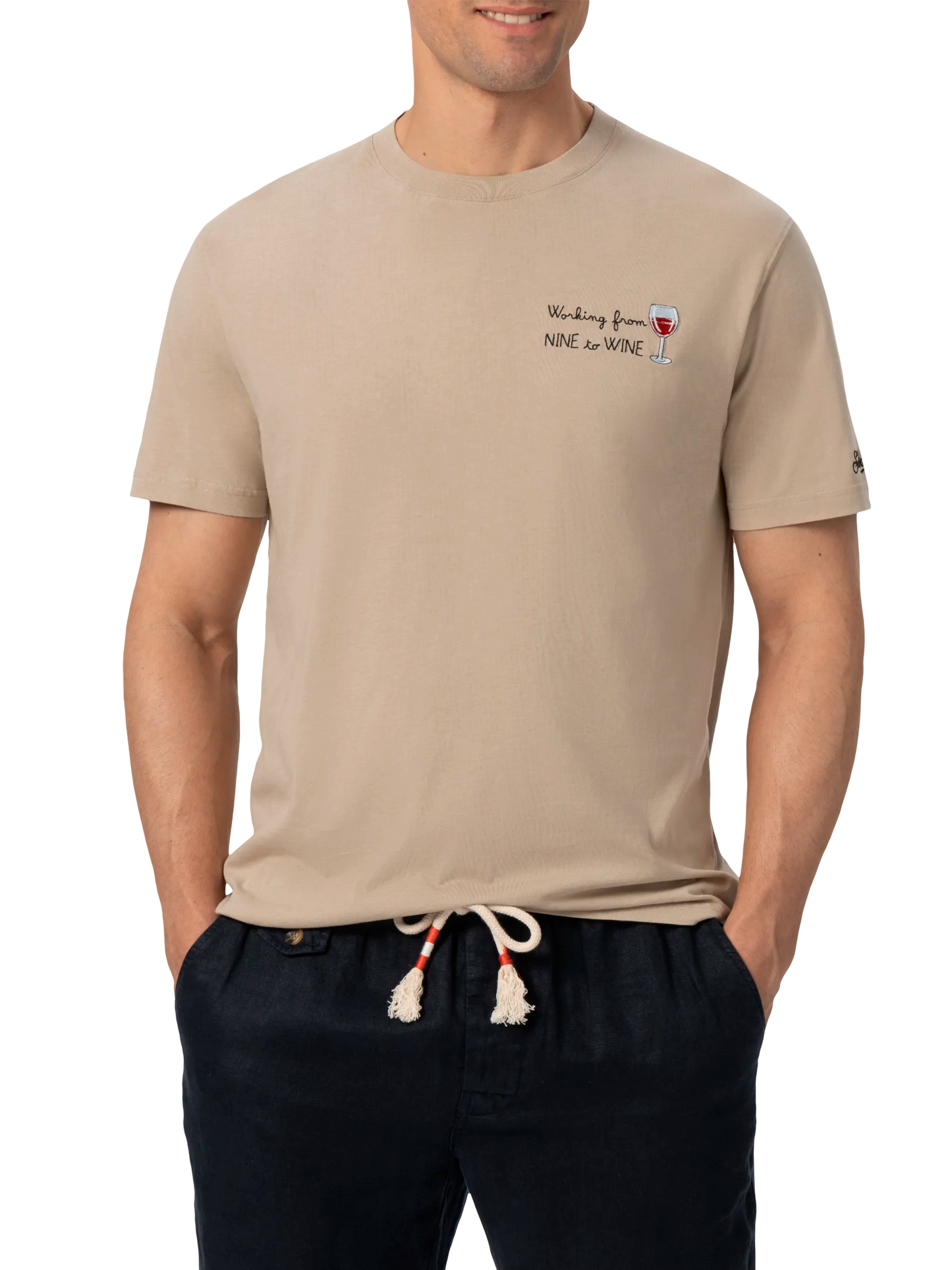 Classic fit cotton jersey t-shirt Portofino with Nine to Wine embroidery - MC2 Saint Barth
