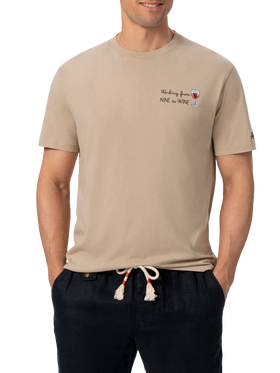 Classic fit cotton jersey t-shirt Portofino with Nine to Wine embroidery - MC2 Saint Barth