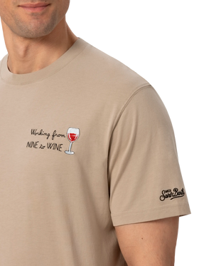 Classic fit cotton jersey t-shirt Portofino with Nine to Wine embroidery - MC2 Saint Barth