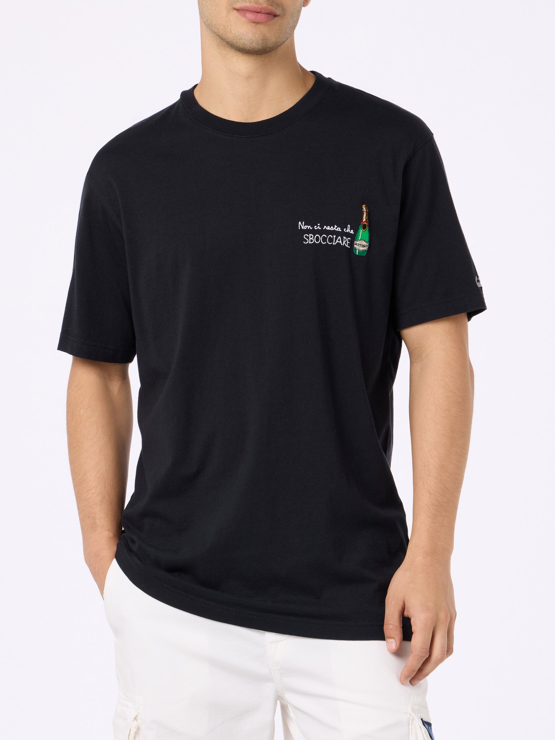 Man classic fit cotton jersey t-shirt Portofino with Non ci resta che sbocciare embroidery - MC2 Saint Barth