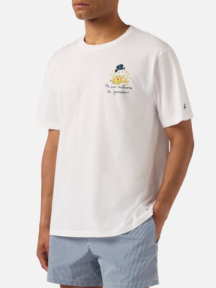 White Portofino t-shirt with Ho Un Milione Di Pensieri embroidery | Special Edition