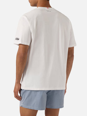 Camiseta blanca Portofino con bordado Ho Un Milione Di Pensieri | Edición Especial 