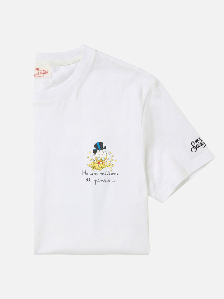 White Portofino t-shirt with Ho Un Milione Di Pensieri embroidery | Special Edition