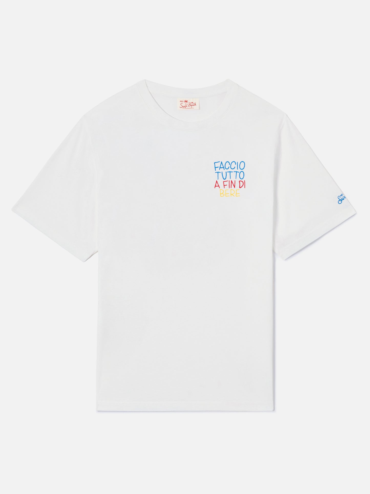 White Portofino T-shirt with Faccio Tutto A Fin Di Bere embroidery | Special Edition