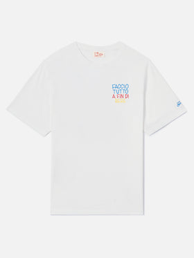 White Portofino T-shirt with Faccio Tutto A Fin Di Bere embroidery | Special Edition