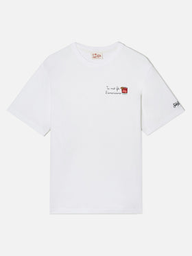 White Portofino T-shirt with Tu Vuò Fà L'americano embroidery
