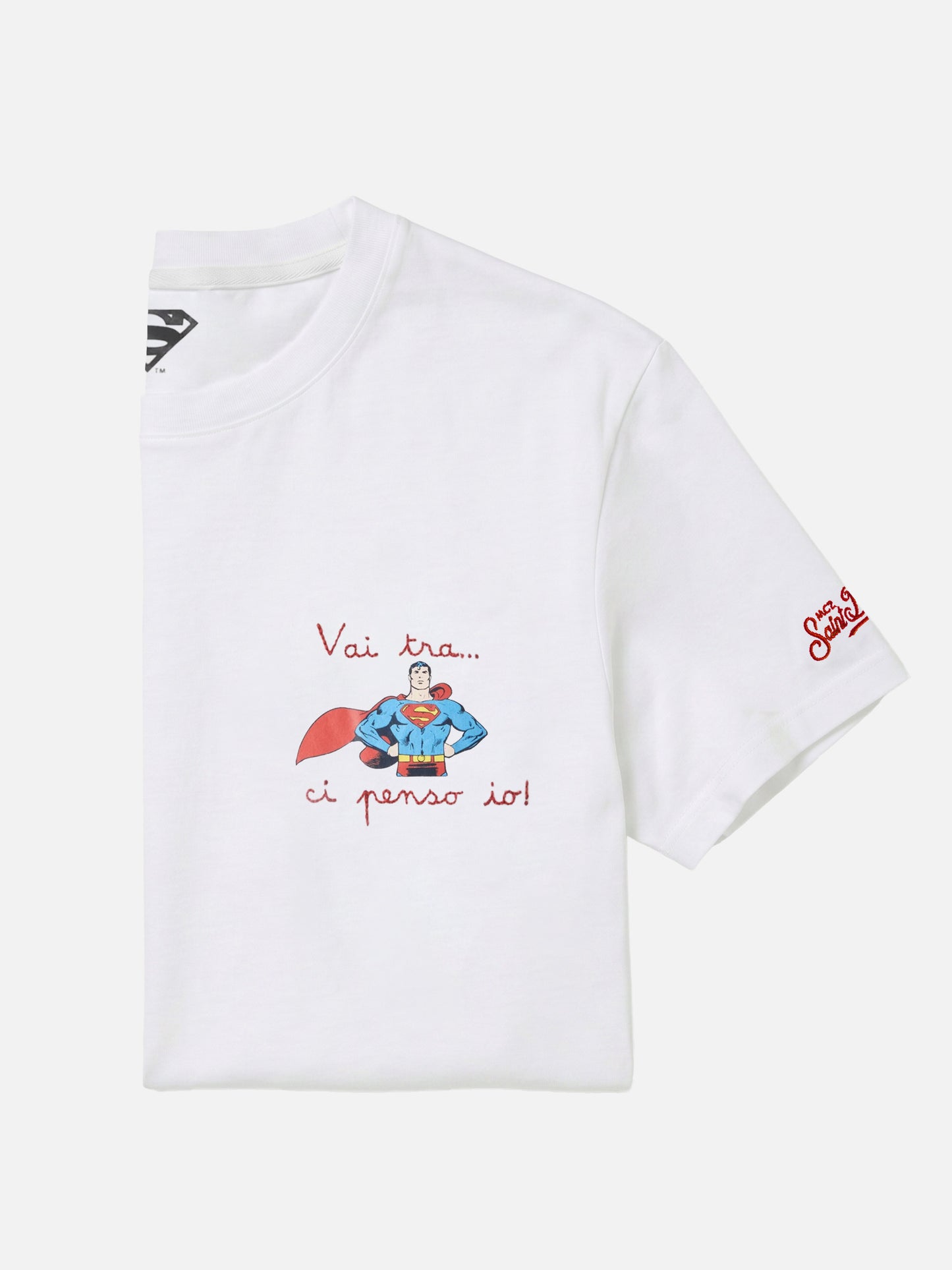 Weißes Portofino T-Shirt mit „Vai Tra Ci Penso Io!“ Stickerei | Special Edition 