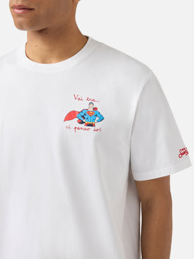 Weißes Portofino T-Shirt mit „Vai Tra Ci Penso Io!“ Stickerei | Special Edition 