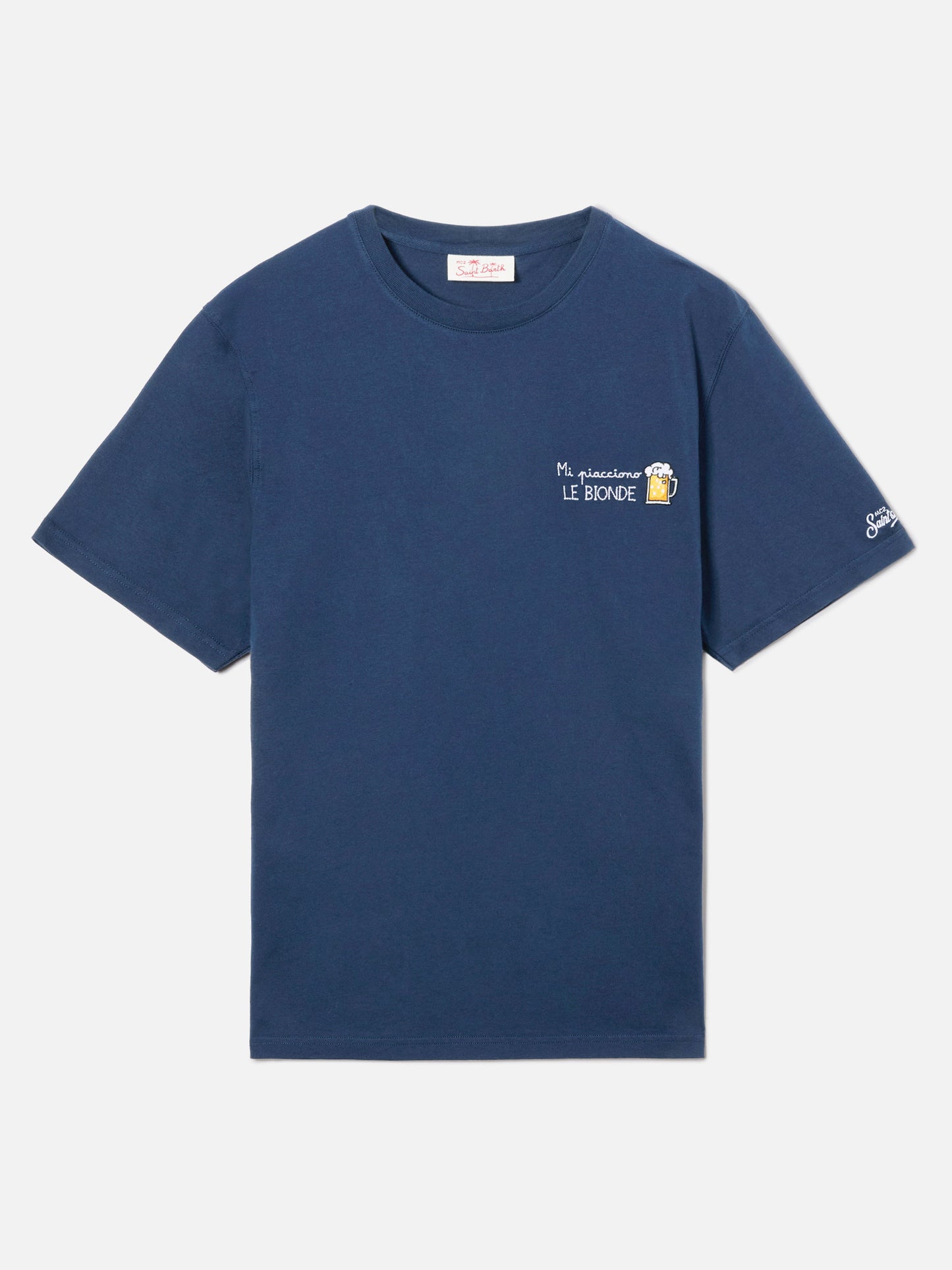 Blue Portofino T-shirt with Mi Piacciono Le Bionde embroidery