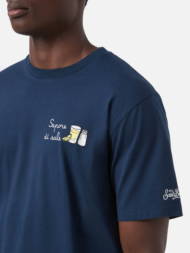 Blue Portofino T-shirt with Sapore Di Sale embroidery