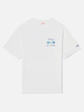 White Portofino T-shirt with Italians Do It Better embroidery