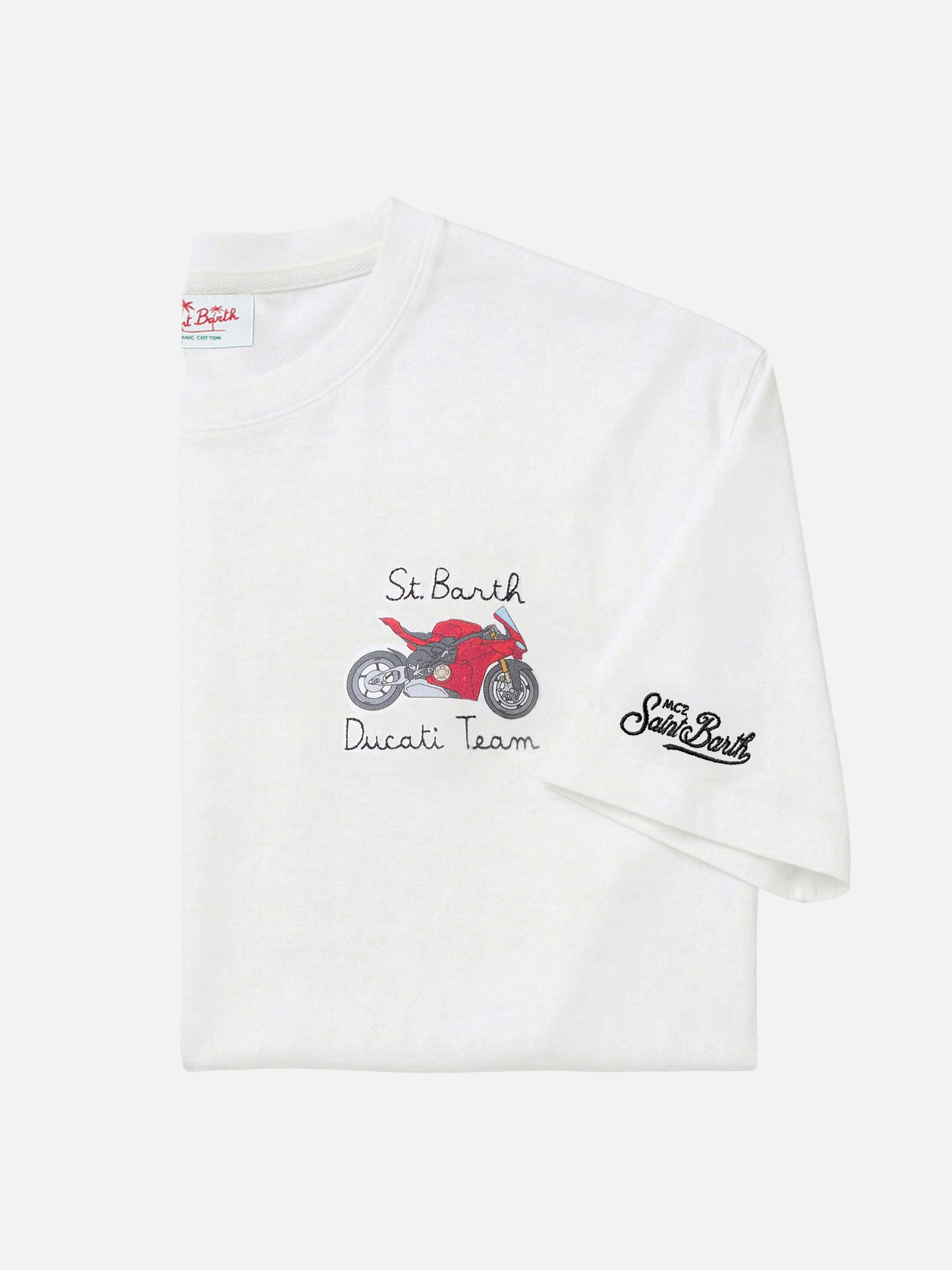 T-shirt Portofino blanc avec broderie Ducati Team | Édition spéciale 