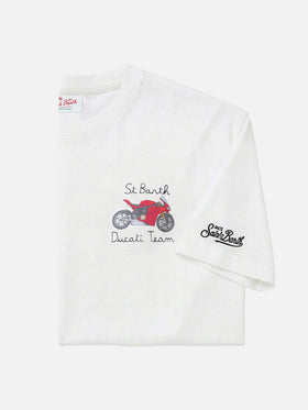 T-shirt Portofino blanc avec broderie Ducati Team | Édition spéciale 