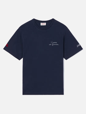 Blue Portofino T-shirt with L'estate Sta Finendo embroidery