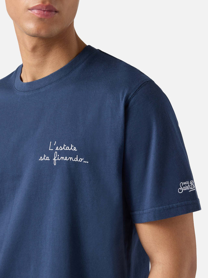 T-shirt Portofino blu con ricamo L'estate Sta Finendo
