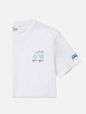 T-shirt Portofino bianca con ricamo Gin Gin | Special edition