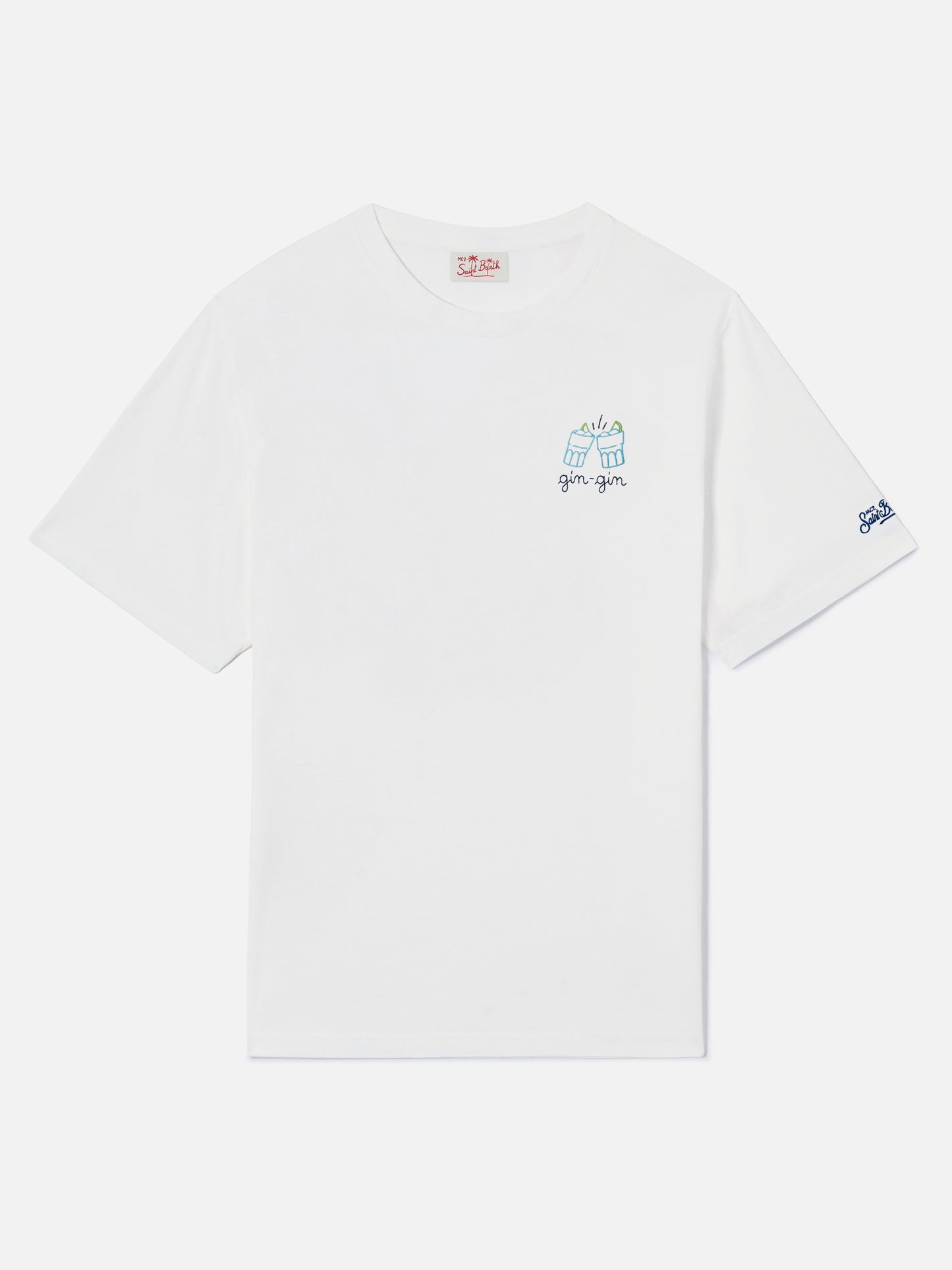 T-shirt Portofino bianca con ricamo Gin Gin | Special edition