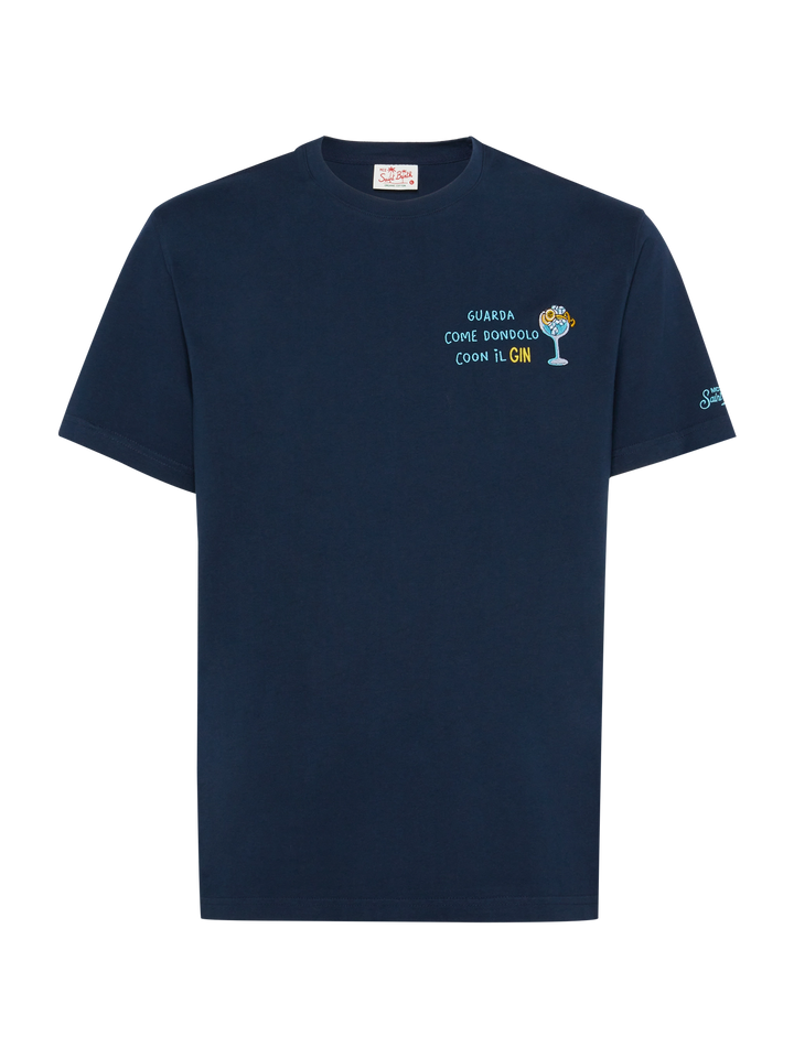 Classic fit cotton jersey t-shirt Portofino with Dondolo con il Gin embroidery - MC2 Saint Barth
