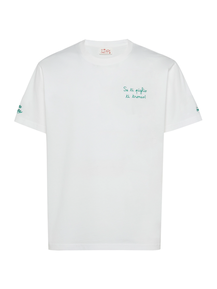 Klassisches T-Shirt aus Baumwolljersey „Portofino“ mit „Se ti piglio ti tronco!“ Stickerei |SAPORE DI MARE SONDEREDITION