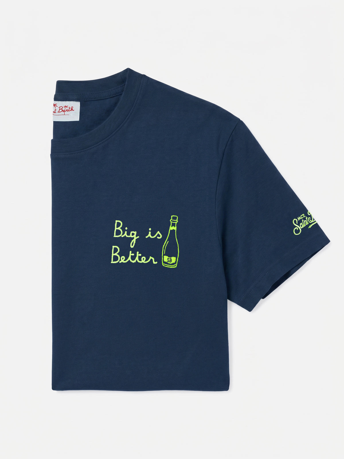 Portofino navy blue cotton Big is Better embroidered t-shirt