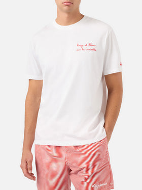 White Portofino T-shirt with AS Cannes Rouge et Blanc sur la Croisette embroidery | AS CANNES SPECIAL EDITION