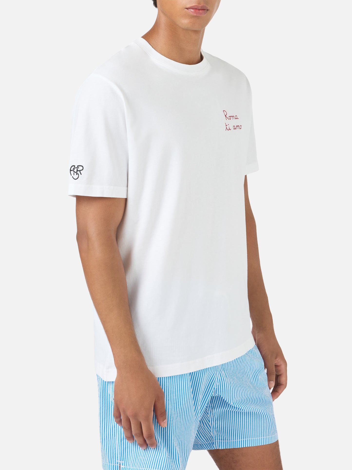 Weißes Portofino T-Shirt mit Roma ti amo-Stickerei | AS ROMA SPECIAL EDITION 