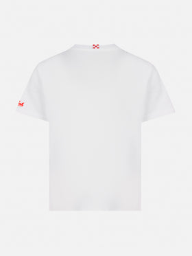 Portofino Jr cotton jersey t-shirt with Coi miei ci vuole pazienza embroidery - MC2 Saint Barth