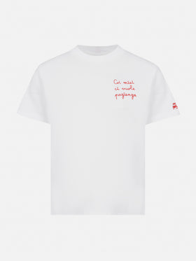 Portofino Jr cotton jersey t-shirt with Coi miei ci vuole pazienza embroidery - MC2 Saint Barth