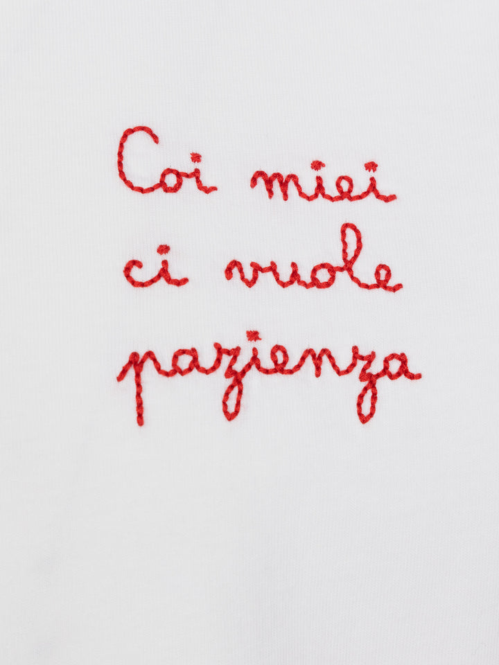 Portofino Jr cotton jersey t-shirt with Coi miei ci vuole pazienza embroidery - MC2 Saint Barth