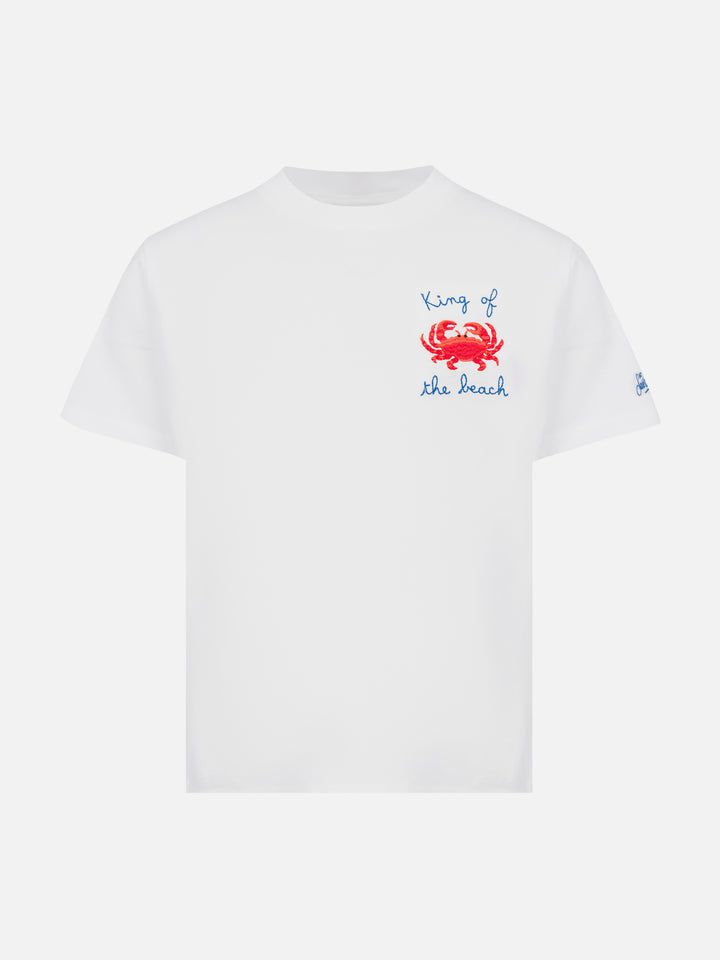 Portofino Jr cotton jersey t-shirt with King of the Beach embroidery - MC2 Saint Barth