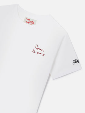 Portofino Jr white t-shirt with AS Roma Roma ti amo embroidery | AS ROMA SPECIAL EDITION