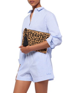 Pouch Pearl con fantasia leopardata in perline