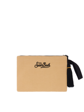 Pouch Pearl con fantasia leopardata in perline