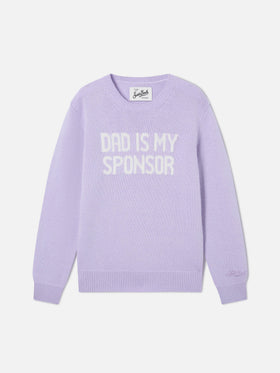 Maglia girocollo Princess lilla con intarsio Dad Is My Sponsor