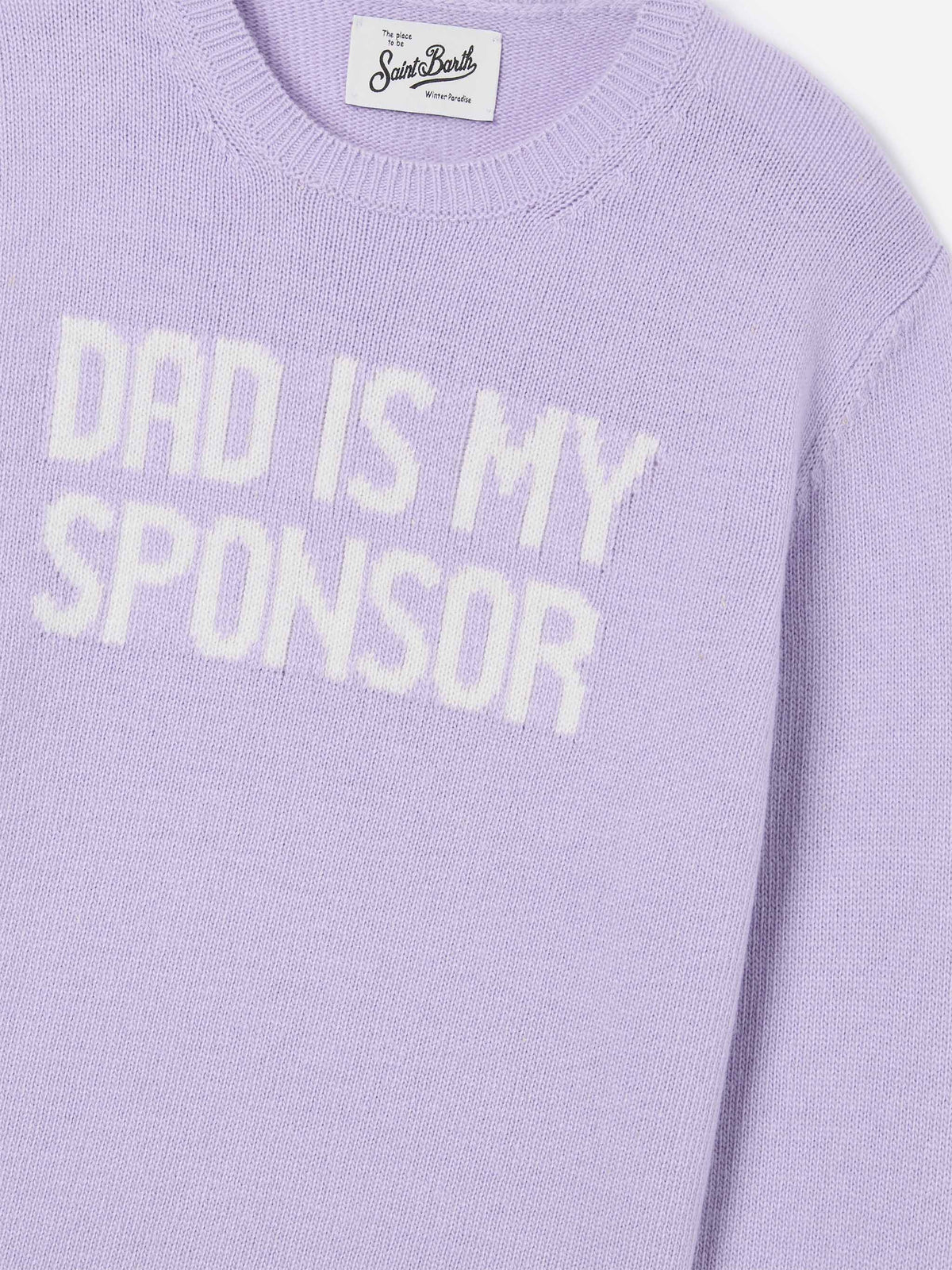 Maglia girocollo Princess lilla con intarsio Dad Is My Sponsor