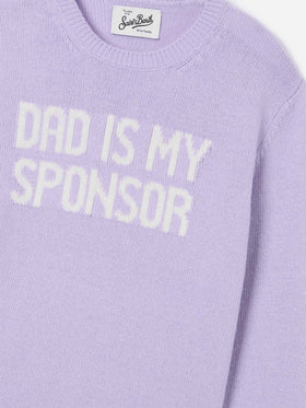 Maglia girocollo Princess lilla con intarsio Dad Is My Sponsor