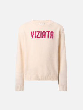 Maglione  Princess in misto cashmere con applicazione strass Viziata