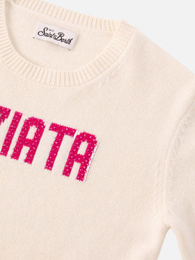 Maglione  Princess in misto cashmere con applicazione strass Viziata
