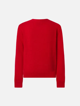 Princess cashmere-blend sweater with Snoopy jacquard and velvet bow appliqué | PEANUTS SPECIAL EDITION