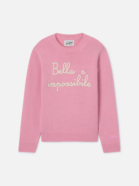 Prinzessinnen-Rundhalspullover in Rosa mit Bella Impossibile-Stickerei 