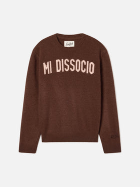 Jersey de punto con cuello redondo Brown Princess con intarsia Mi Dissocio 