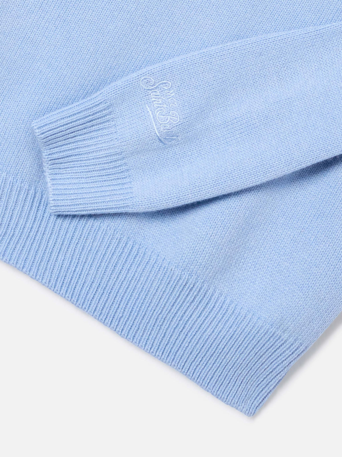 Jersey de punto con cuello redondo Light blue Princess con intarsia de lurex Bella E Monella 