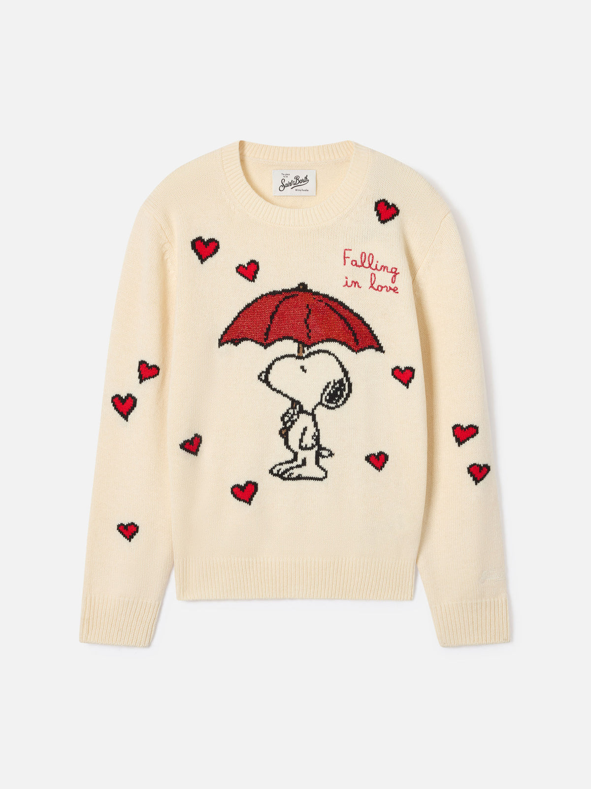 Pull col rond en maille Cream Princess avec intarsia Snoopy | Special edition 