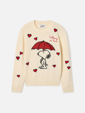 Pull col rond en maille Cream Princess avec intarsia Snoopy | Special edition 