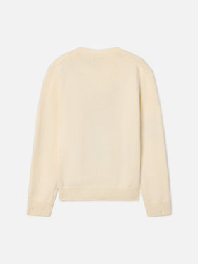 Pull col rond en maille Cream Princess avec intarsia Snoopy | Special edition 
