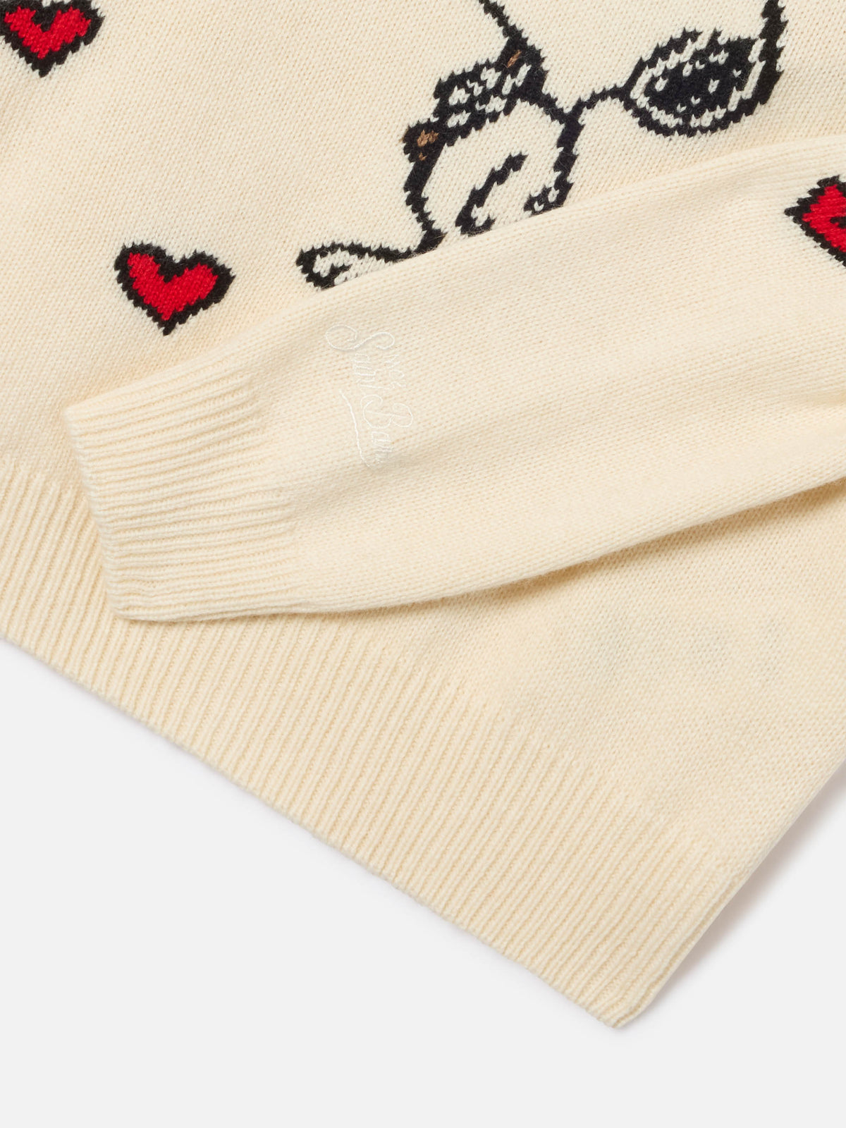 Pull col rond en maille Cream Princess avec intarsia Snoopy | Special edition 