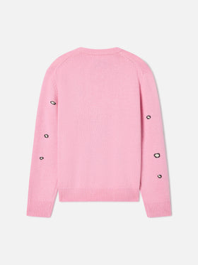 Jersey de punto con cuello redondo Pink Princess con intarsia y bordado de Snoopy | Special edition 