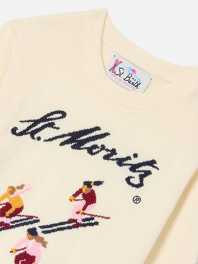 Jersey de punto con cuello redondo Cream Princess con intarsia St. Moritz | Special edition 